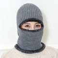 Pasamontañas de punto gris para hombre y mujer con forro polar cálido de invierno - Gris
