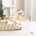Velvet 23cm cream white artificial Christmas flower with silver glitter and pearl detail - Champagne Gold Decoration Flower 23cm