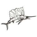 Minimalist black and white sailfish line art wall decoration sticker in sleek steel style - 25cm / Swordfish A (Sailfish Line Art)