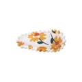 Floral print BB hair clip with yellow flowers and elegant white pearl scalloped edges - White with Yellow Floral (38)