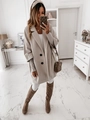 Détails du manteau en laine beige avec col à revers et boutons à double boutonnage - S / Hauts / Gris clair