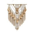 Handwoven bohemian wall tapestry in beige and light brown cotton rope with fringes - Hemp Color Force of Life Tapestry