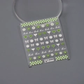 5D embossed nail stickers featuring green daisies, hearts and bows, style TS-2902 - Stereoscopic Flower Green (TS-2902)