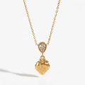 Goldene Halskette mit einem Erdbeeren-Anhänger und einem tropfenförmigen Zirkon - Gold (KD1628)