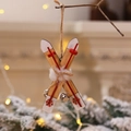 Wood sled Christmas tree hanging ornament with red ski poles and snowflake pattern - Ski Sled Pendant / White