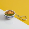 Miniature blue pattern porcelain bowl keychain with shrimp and noodle food model - No.26 Red Shrimp and Vegetable Noodles (Model)