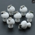 Mini white turquoise stone mushroom pendants with silver metal loops for DIY jewelry - White Turquoise (1pc)