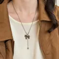 Collana a Y in argento con ciondolo a forma di pony marrone e stella dorata - Collana regolabile con ciondolo a stella a forma di pony grigio - circonferenza circa 66 cm