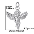 Silver cupid angel pendant with wings, 23mm stainless steel DIY jewelry accessory - Silver Steel - Angel