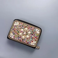 Ethnic handmade beaded coin purse with colorful floral patterns and gold zipper - No.04 (Shell & Beads)