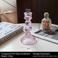 Portacandele in vetro rosa trasparente con scanalature verticali altezza 15,3 cm - Grandi Strisce Verticali Rotonde - Rosa
