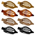 Set of 8 oval bird nest hair clips in amber, tortoiseshell, brown and black plastic colors - Set 28 (Pack of 8)