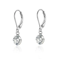Elegant 925 silver long drop earrings featuring brilliant round moissanite stones - E13912 Leverback Single Stone With GRA Certificate