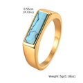 Detail view of gold hip hop ring with turquoise stone inlay, weighing 5g and 0.55cm wide - Gold Turquoise Ring (Size 7)