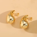Polished gold teardrop earrings in 14K stainless steel with mirror finish style - Smooth Teardrop / 14K Gold