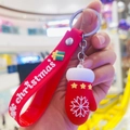 Christmas keychain with red snowflake glove pendant and silicone wrist strap accessory - Christmas Mittens