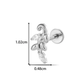 Silver leaf labret stud in titanium with zircon, dimensions 1.02cm by 0.48cm - Leaf Style (T2552-1#) / Silver