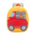 Cute plush cartoon fire truck backpack for kids in vibrant yellow and red finish - Tanker Truck