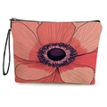 Florale Kosmetiktasche aus Segeltuch mit großem Blumenmuster, schwarzem Reißverschluss - Rosa-lila Anemone (Stil 3)
