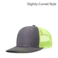 Slightly curved grey and neon green mesh trucker hat for outdoor sun protection - Adjustable / Charcoal + Neon Yellow Mesh