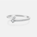 Minimalist S925 sterling silver open ring with sparkling white zircon stones - US 6 / Silver Wrap Around
