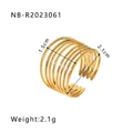 Adjustable gold hollow geometric layered ring, 1.5cm width minimalist jewelry piece - Minimalist Multi-layer Fine Wire Wrap Open Style / Gold