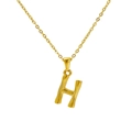 18k gold plated necklace with H letter pendant featuring bamboo texture design - Letter H(H)