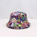 Double-sided bucket hat with 80s vintage geometric print and colorful retro design - One Size (54-58cm) / Phone Black