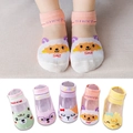 5-pack breathable mesh cotton kids socks with cute cartoon animal patterns and vibrant colors - Sheep Series / XS(0-2Y)