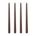 Set de 4 velas largas cónicas color marrón chocolate de 25 cm con acabado liso - Café Oscuro