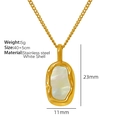 Irregular gold-plated stainless steel necklace with a white shell inlay pendant - Reversible (XL62)