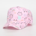 Detail of pink kids baseball cap with cute cartoon cat rainbow and flower prints - 52-54cm / Pink Cartoon Cat Print Style (E)