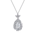 Silver necklace featuring a luxury pear-cut zircon pendant with micro-pave halo setting - Silver Halo Pear Shape (DY190401)