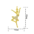 Golden ballerina pendant with clear zircon inlay measures 28mm by 15mm in size - Gold White Zirconia-Ballet Girl 0717