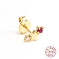 Gold star-shaped S925 sterling silver stud earrings with red and clear gemstones - Gold-Red Zirconia Cancer