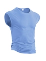 Men's sky blue loose fit sleeveless sports t-shirt tank top in quick-dry polyester - Light Blue