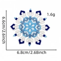 Blue and white snowflake embroidery patch with detailed dimensions and weight marking - Snowflake Patch 31#