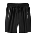 Men's black quick-dry sports shorts with drawstring waist and zipper pockets - 3XL / Black