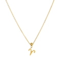 Golden Aries constellation pendant necklace with polished charm on thin cable chain - Aries / Pendant Only