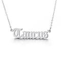 Silver stainless steel zodiac necklace featuring a Gothic style Taurus pendant charm - Taurus