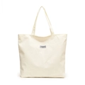 Bolso tote de pana blanco crudo con textura vertical y etiqueta Fashion Instinct - Blanco