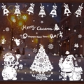 Stickers de Noël blancs pour vitres avec Père Noël et bonhomme de neige sur fond de ville d'hiver - Ensemble de 4 (Bonhomme de neige Blanc/Sapin/Ange/Souhaits)