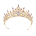 Macro detail of golden bridal crown featuring purple crystals and intricate metalwork - Gold with Purple Stones