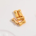 Detailed view of five textured gold hammered bamboo style beads on white background - Square Pattern (SZ64) / Large 2.5*6mm (Pack of 5) / Gold