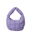 Stylish quilted cloud puff bag in light purple nylon fabric with top handle - 20*14*6 / Purple