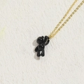 Minimalist gold chain necklace featuring a glossy black balloon bear pendant accessory - Small Bear / Black