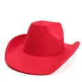 Chapeau de cowboy rouge classique en feutre avec large bord relevé et calotte - M (57cm) / Rouge