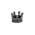 Macro detail of black metal crown charm bead with micro-pave cubic zirconia inlay - Black Zirconia / Black