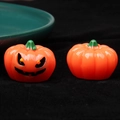 Set of two miniature 3D luminous Halloween pumpkins made of resin with glowing effect - Non-luminous-Squint-Black Eye Orange Pumpkin