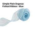 Light blue fishtail organza ribbon for flower wrapping, 4cm width and 9 yards length - Blue